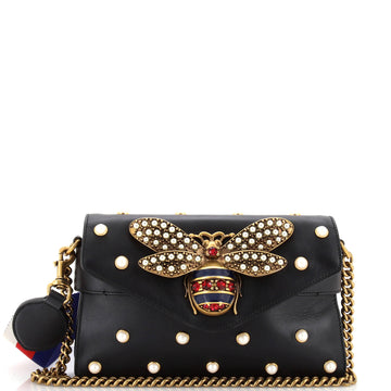 Gucci Broadway Pearly Bee Shoulder Bag Embellished Leather Mini