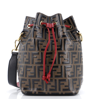 Fendi Mon Tresor Bucket Bag Zucca Embossed Leather Small