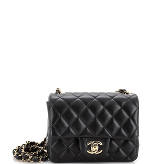 Chanel Square Classic Single Flap Bag Quilted Lambskin Mini