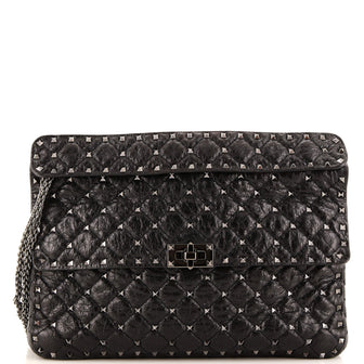 Valentino Garavani Rockstud Spike Flap Bag Quilted Leather Large
