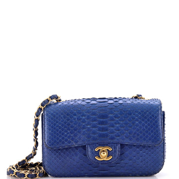 Chanel Python Exotic Mini Chanel Classic Single Flap Bag Python Mini Blue 2922461