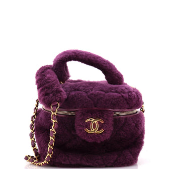 Chanel Coconing Top Handle Vanity Case with Chain Quilted Shearling Small