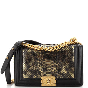 Chanel Boy Flap Bag Python Old Medium