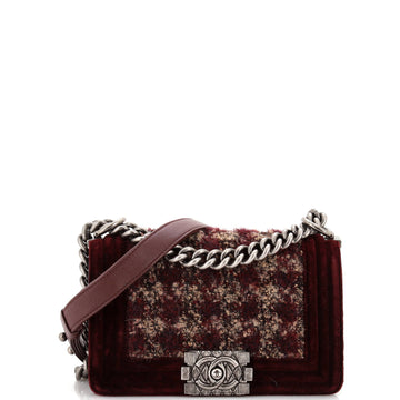 Chanel Boy Flap Bag Quilted Tweed with Velvet Small