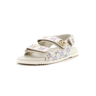 Gucci Women's Slingback Sandals Crystal GG Embellished Canvas