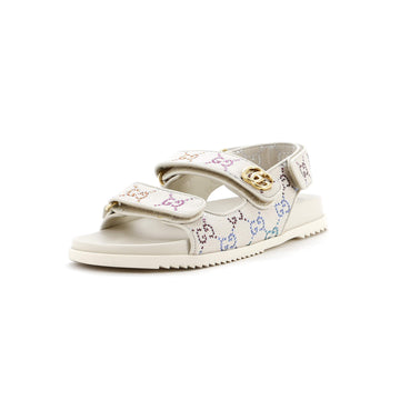 Gucci Women's Slingback Sandals Crystal GG Embellished Canvas