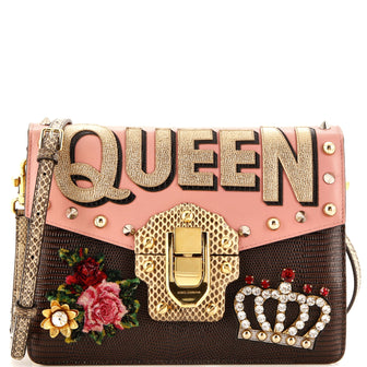 Dolce & Gabbana Lucia Shoulder Bag Embellished Leather and LIzard Embossed Leather with Python