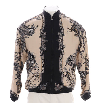 Gucci Men's Bomber Jacket Roi Soleil Printed Silk