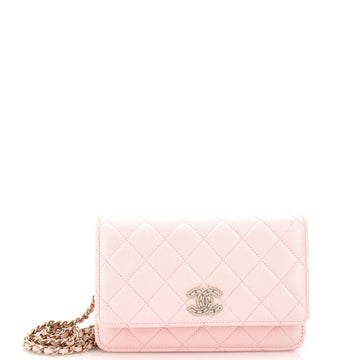 Chanel Twisted Crystals CC Wallet on Chain Quilted Caviar