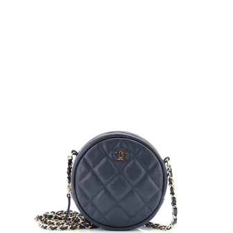 Chanel Round Clutch with Chain Quilted Caviar Mini