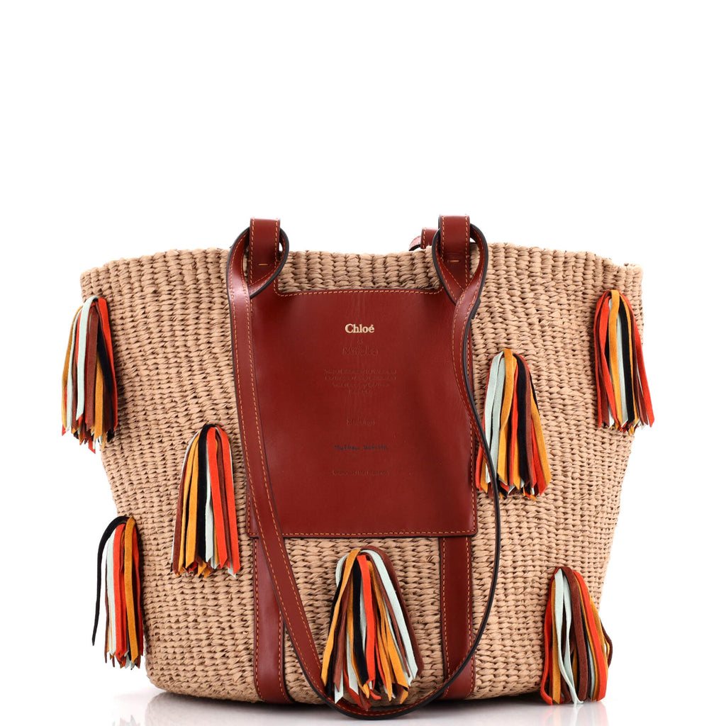 バッグ cocolo Chloe x Mifuko Tassels Basket Tote Raffia with Leather Large 292525