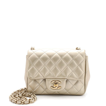 Chanel Square Classic Single Flap Bag Quilted Iridescent Caviar Mini