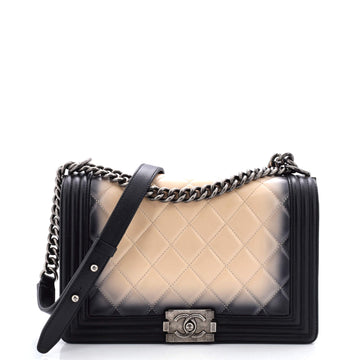 Chanel Boy Flap Bag Quilted Ombre Leather New Medium