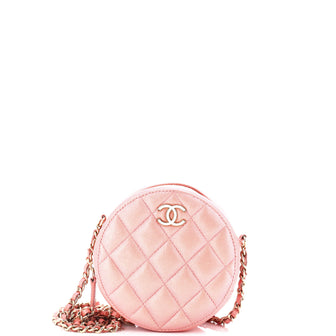 Chanel Round Clutch with Chain Quilted Iridescent Caviar Mini