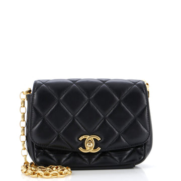 Chanel CC Coin Chain Flap Bag Quilted Lambskin Small