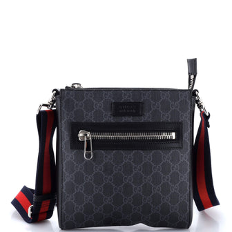 Gucci Web Strap Front Zip Messenger Bag GG Coated Canvas Small
