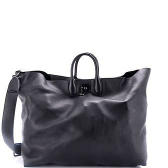 Salvatore Ferragamo Studio Soft Travel Tote Leather Large Black 292525202