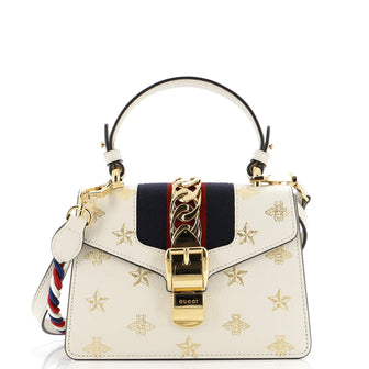 Gucci Sylvie Top Handle Bag Printed Leather Mini