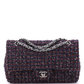Chanel Classic Double Flap Bag Quilted Tweed Medium