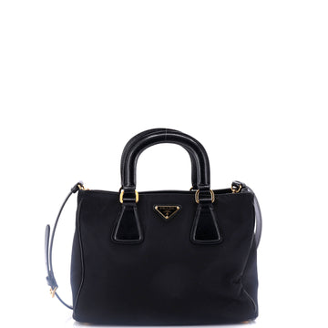 Prada Convertible Top Handle Tote Tessuto with Vernice Saffiano Leather Small