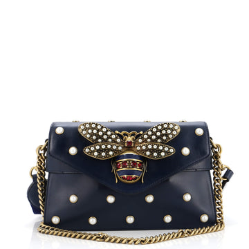 Gucci Broadway Pearly Bee Shoulder Bag Embellished Leather Mini