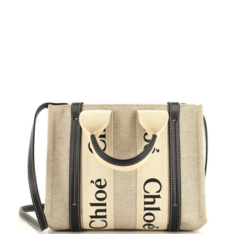 Chloe Woody Convertible Tote Canvas with Leather Small
