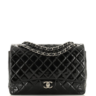 Chanel Classic Double Flap Bag Quilted Patent Maxi