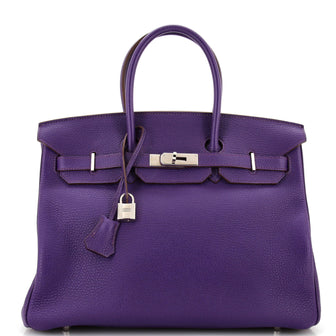 Hermes Birkin Handbag Purple Togo with Palladium Hardware 35