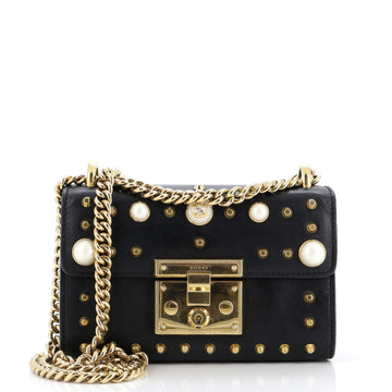 Gucci Pearly Padlock Shoulder Bag Studded Leather Small