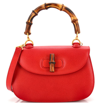 Gucci Vintage Convertible Bamboo Top Handle Bag Leather Medium