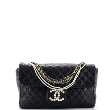 Chanel Westminster Pearl Chain Flap Bag Quilted Lambskin Medium
