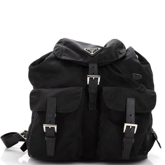 Prada Vela Double Front Pocket Backpack Tessuto with Saffiano Leather Medium