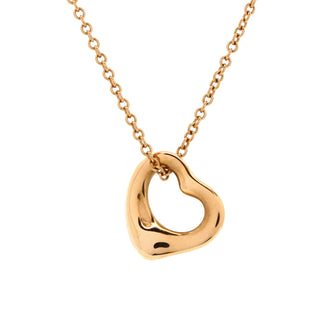 Tiffany & Co. Elsa Peretti Open Heart Pendant Necklace 18K Rose Gold 11mm