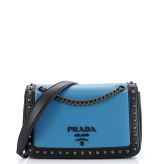 Prada Chain Flap Bag Studded Glace Calf Small