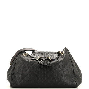 Gucci Emily Flap Shoulder Bag Guccissima Leather Large