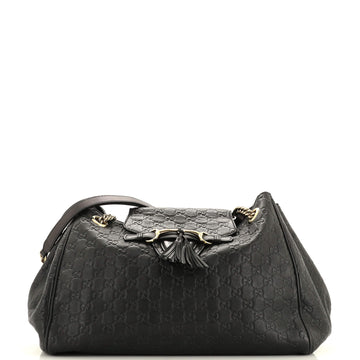 Gucci Emily Flap Shoulder Bag Guccissima Leather Large