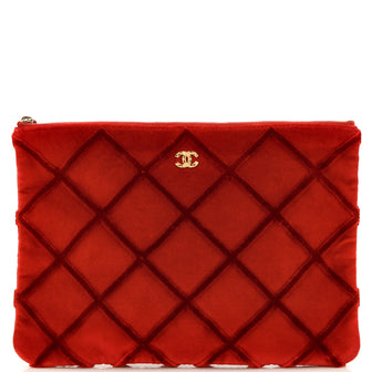 Chanel O Case Clutch 3D Quilted Velvet Medium