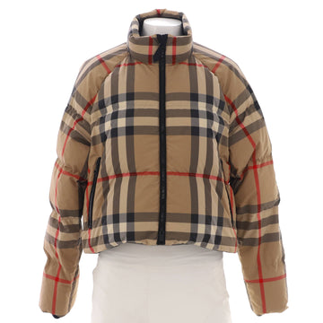 Burberry Women's Alsham Cropped Puffer Jacket Quilted Vintage Check Polyester with Down