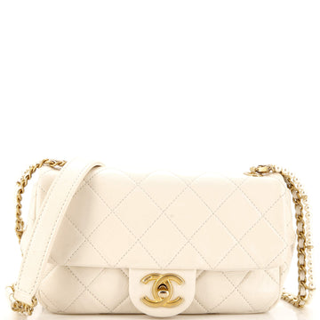 Chanel Crystal Pearls Chain Flap Bag Quilted Calfskin Small