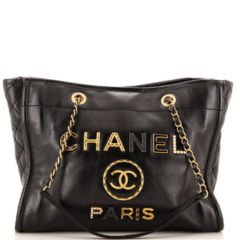 Chanel Deauville Tote Embellished Shiny Calfskin Small