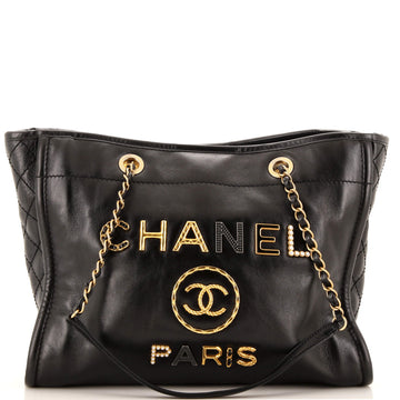 Chanel Deauville Tote Embellished Shiny Calfskin Small