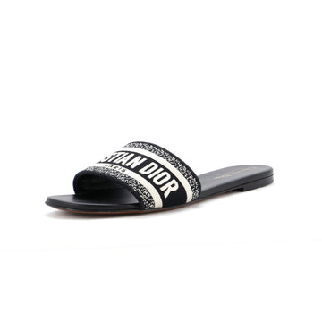 Christian Dior Women's Dway Flat Sandals Embroidered Canvas