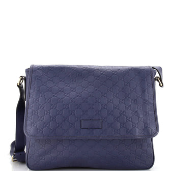 Gucci Flap Messenger Bag Guccissima Leather Large