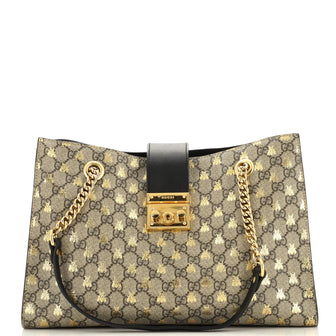 Gucci Padlock Chain Tote Printed GG Coated Canvas Medium