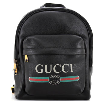 Gucci Logo Front Pocket Backpack Printed Leather