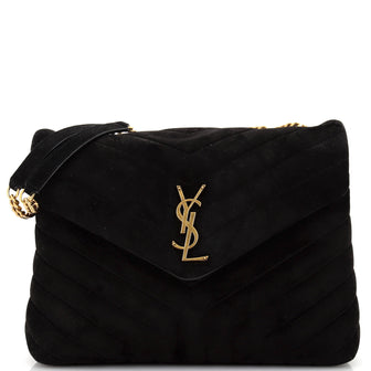 Saint Laurent Loulou Shoulder Bag Matelasse Chevron Suede Medium