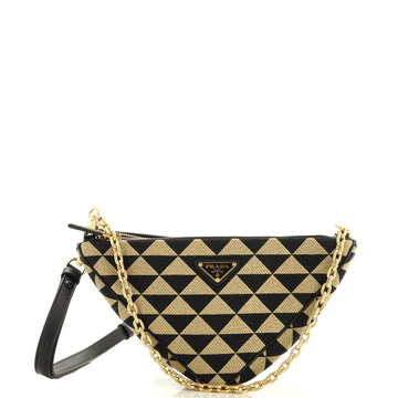 Prada Double Symbole Triangle Bag Leather and Jacquard Mini
