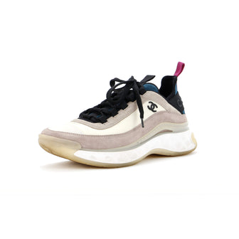 Chanel Women's CC Cap Toe Logo Sneakers Quilted Suede and Mixed Fibers