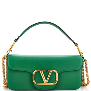 Valentino Garavani VLogo Loco Flap Shoulder Bag Leather Medium