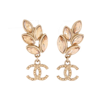 Chanel CC Sparkling Wheat Dangle Earrings Metal with Crystals